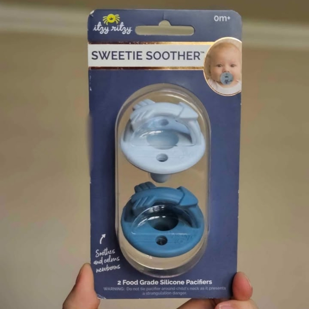 Itzy Ritzy Sweetie Soother Silicone Pacifiers - Light Blue and Teal